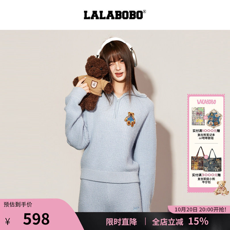 LABO半高领拉链小狗套头卫衣