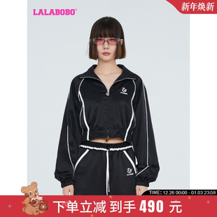WSJW29 LBCC LALABOBO2024春秋新品 上新潮流黑色字母休闲夹克外套