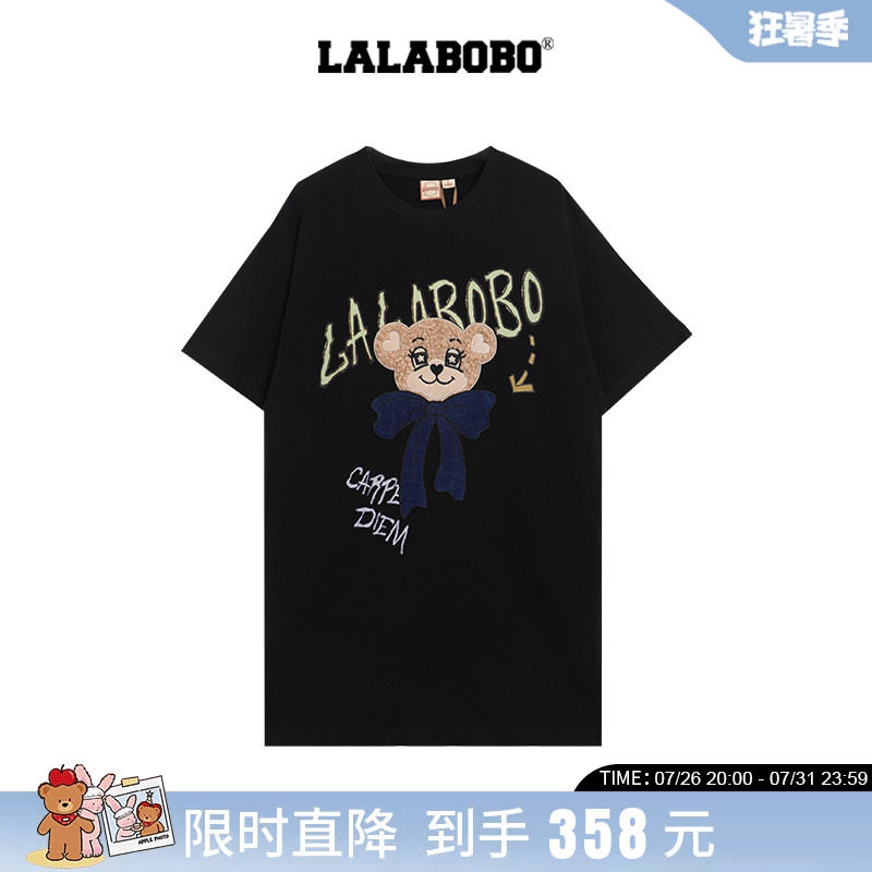 LALABOBO小熊蝴蝶结连衣裙