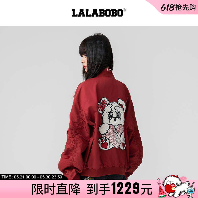 【商场同款】LALABOBO25年新年棒球服女原创新款小熊印花夹克上衣