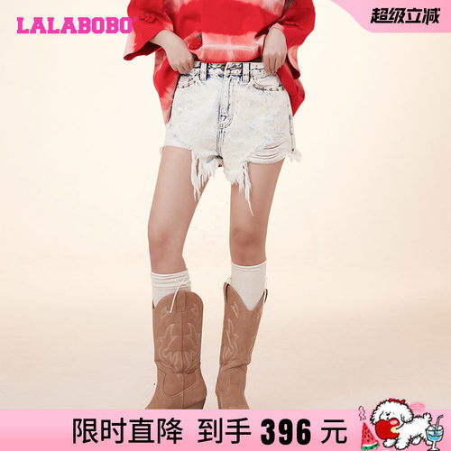 LALABOBO复古休闲牛仔短裤