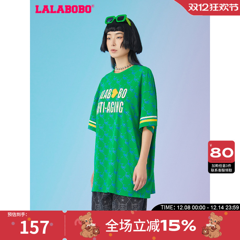 lalabobo2023棉休闲宽松老花T恤