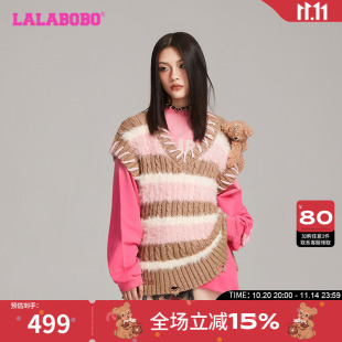 条纹无袖 LALABOBO24年针织背心新款 王一珩同款 上衣 十个勤天