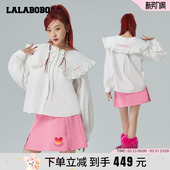 WSWC13 LBCA LALABOBO2024春夏新款 甜美可爱娃娃领简约宽松衬衫