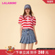 简约休闲条纹撞色欧若拉翻领T恤女LBDB LALABOBO24夏季 新款 WSDT20