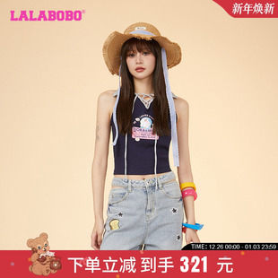 背心ABDB 拼接复古休闲收腰无袖 LALABOBO24夏季 WSWT11 哆啦A梦