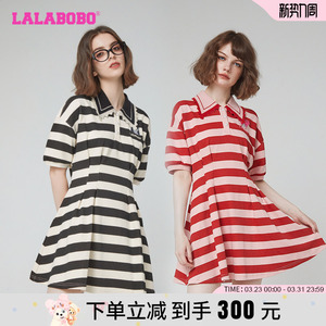 LALABOBO欧若拉翻领条纹连衣裙|RBDC-ZY11