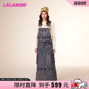 LALABOBO冬季新款简约治愈美学牛仔背带连衣裙女|LBCD-WLZY12