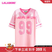 新款 时尚 可爱大字母亮片套头短袖 LALABOBO24夏季 T恤女LBDB WSDT16