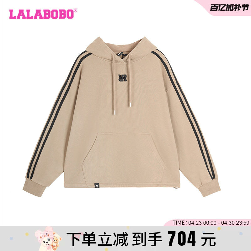 【商场同款】LALABOBO24年初秋卫衣女原创新款长袖连帽圆领潮上衣