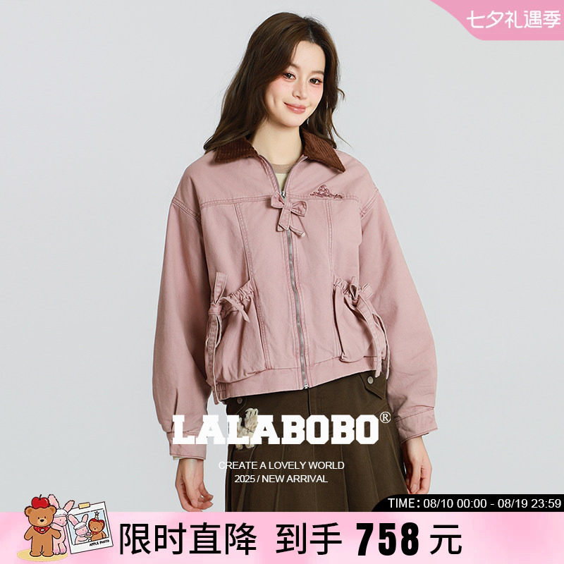 LALABOBO蝴蝶结复古小熊夹克