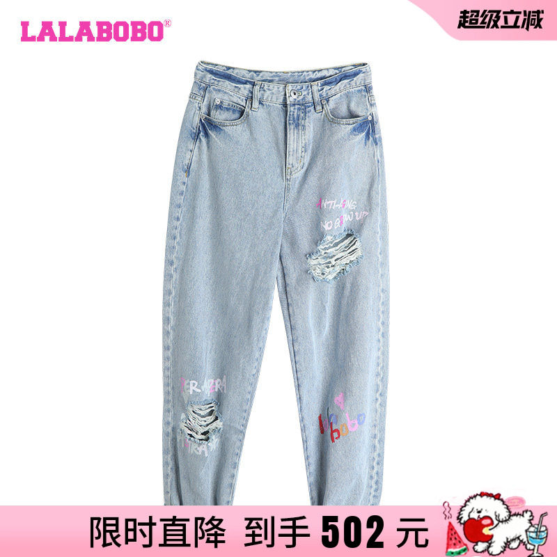 LALABOBO牛仔裤复古休闲