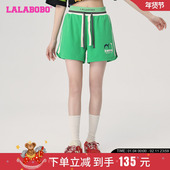 新款 美式 休闲运动宽松抽绳短裤 LALABOBO2023夏季 女LBCB WXZD42