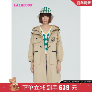 LBCC 风衣外套女 WSDW14 秋复古英伦风大衣中长款 LALABOBO2024新款