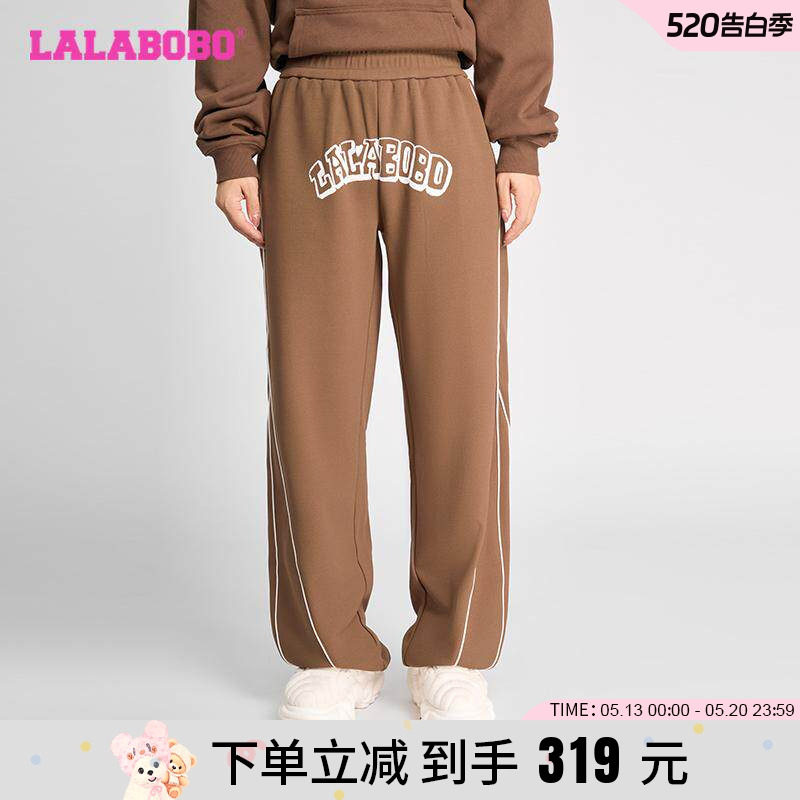 【商场同款】LALABOBO24年冬季长裤女原创新款潮牌酷撞色宽松裤子