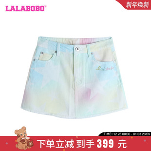 LBDB 高腰舒适炫彩五角星牛仔半裙女 WXZD32 新款 LALABOBO24夏季