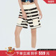 LALABOBO2023夏季 WXZD12 XBCB 新款 简约潮蜡笔小新黑条纹休闲短裤
