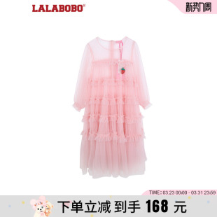 温柔粉色仙女裙网纱连衣裙LBCB 法式 WLZY45 新款 LALABOBO2023夏季