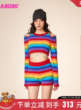 LALABOBO2023冬季新款休闲可爱圆领短款毛衣针织衫女|LBCD-WLZY13