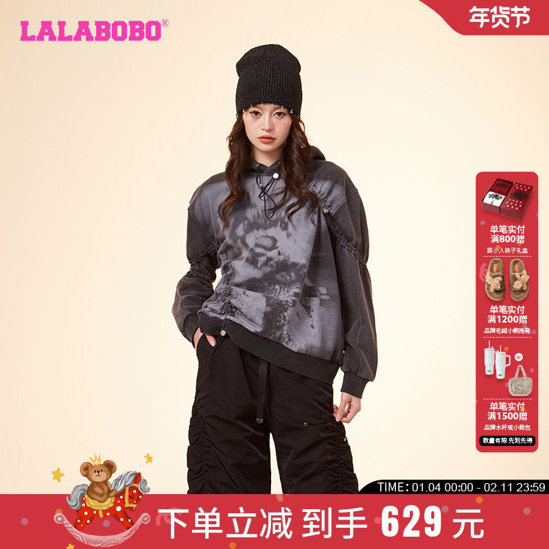 马栗同款LALABOBO春新复古休闲热成像连帽卫衣外套女|LBDA-WSTS18,女装/女士精品,卫衣/绒衫,淘宝优惠券,粉丝福利购,淘宝优惠卷