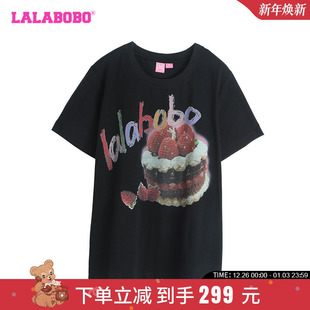 T恤女CBDB 潮宽松休闲可爱蛋糕字母短袖 WSDT14 新款 LALABOBO24夏季