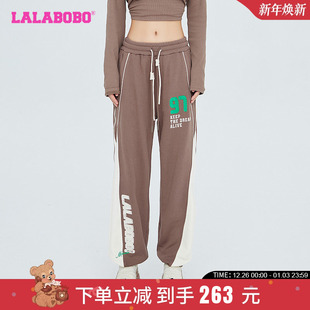 WXZC31 女LBCC LALABOBO2024春秋新款 宽松束脚显瘦复古运动休闲裤