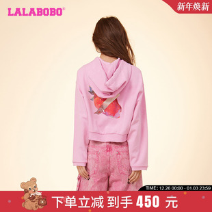 LBDA 韩系慵懒风蜡染草莓连帽卫衣女 WSTS43 LALABOBO短款 悦悦同款