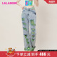 LBCB LALABOBO2023夏季 WXZC16 刺绣破洞休闲直筒牛仔裤 女 新款 美式