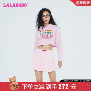 WSTS16 LBCC LALABOBO2024春秋新款 潮可爱女团亮片针织连帽卫衣女