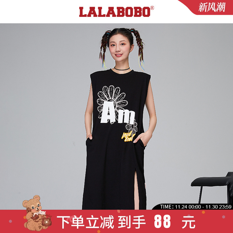 lalabobo原创字母印花t恤连衣裙