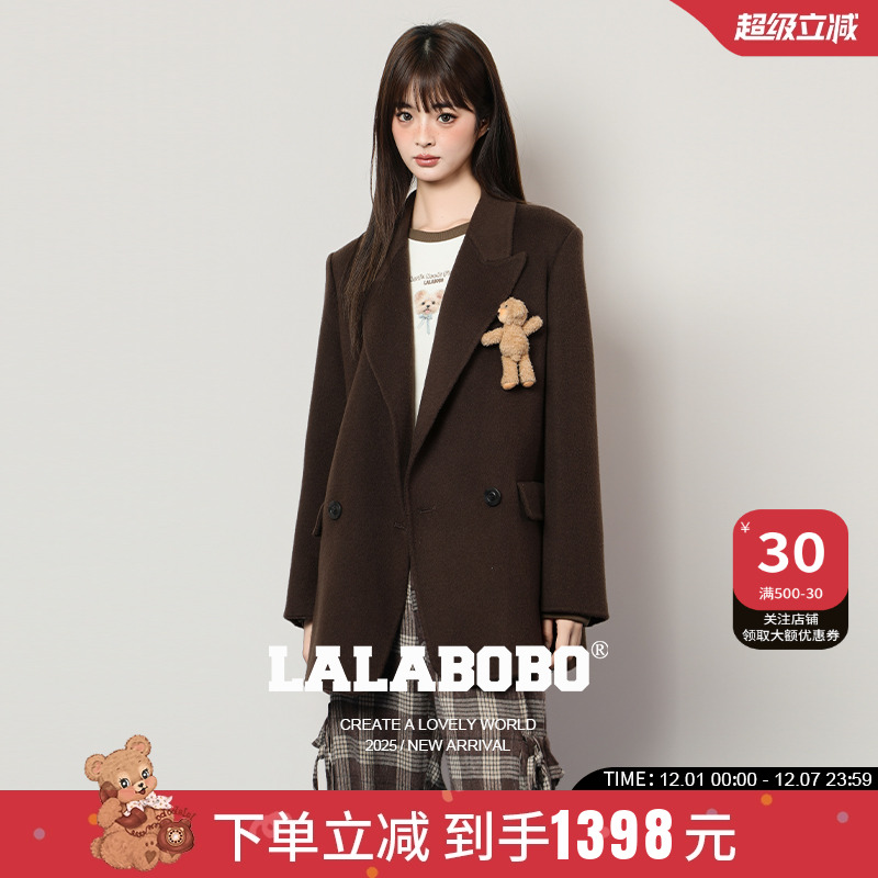 LABO立体小熊呢子大衣