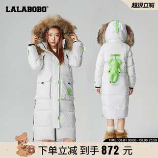 LALABOBO直筒顯瘦長款 工裝 風過膝外套 羽絨服女2023冬新款