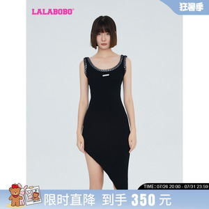 LALABOBO春秋新品款美式可爱X型毛织无袖连衣裙女|LBCC-WLZY30