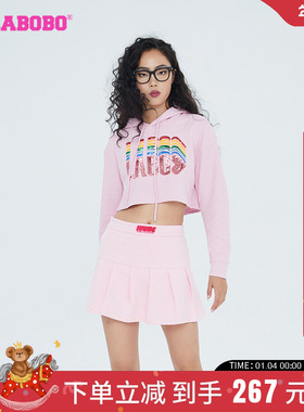 LALABOBO2024春秋新款潮可爱女团亮片针织连帽卫衣女|LBCC-WSTS16