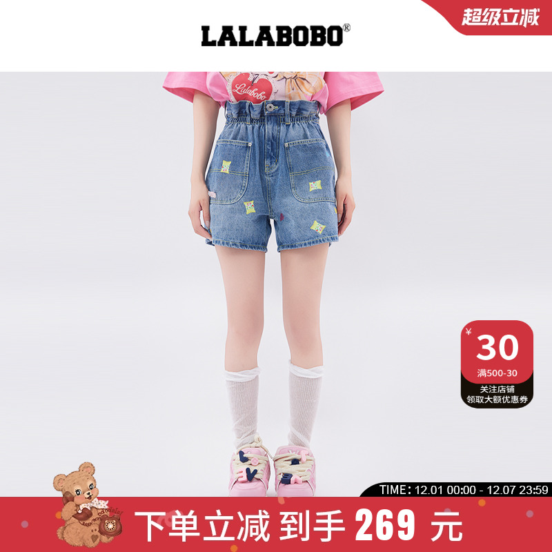 LALABOBO糖果小熊牛仔短裤
