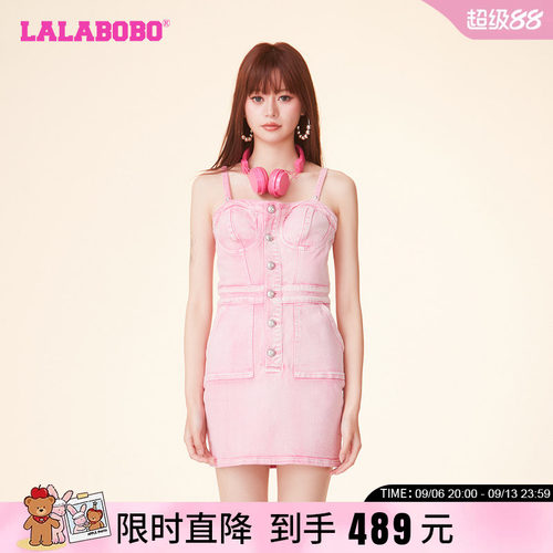 LALABOBO复古休闲牛仔连衣裙