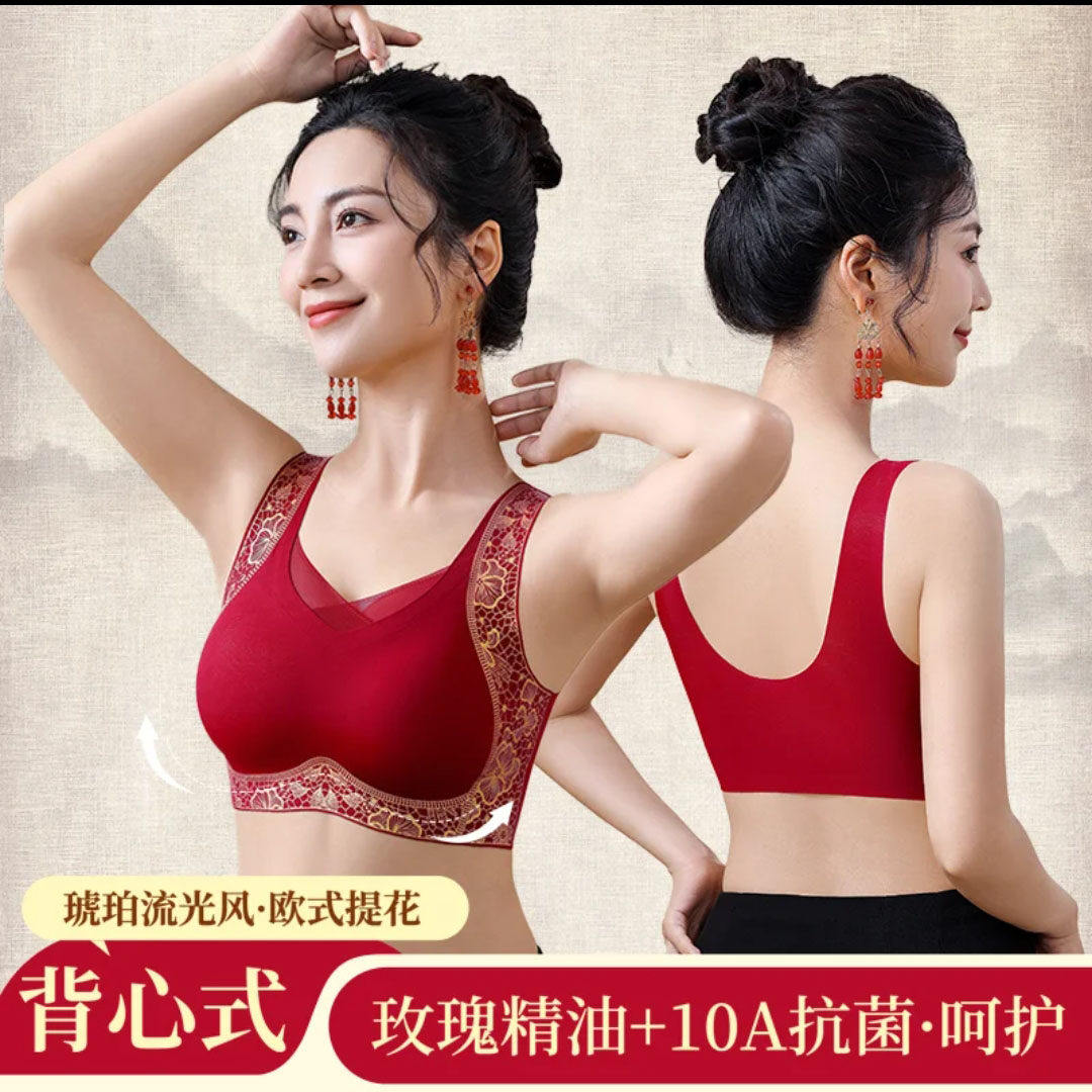 秒缇运动服饰内衣背心琥珀流光风欧式提花聚拢无痕美背胸罩骑a86