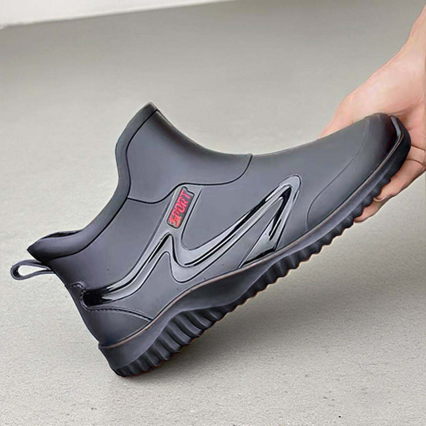 波顺鞋店短筒防水雨鞋男款成人钓鱼劳保胶鞋工地专用中筒防滑雨靴