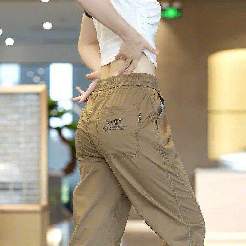 凯丽春夏薄款冰丝休闲裤潮流百搭工装裤子男透气速干裤宽松直筒a3