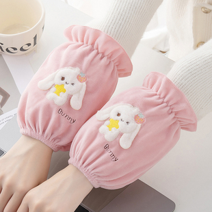 冬季可爱毛绒袖套短款成人防脏保暖厨房护袖男女学生工作套袖袖筒