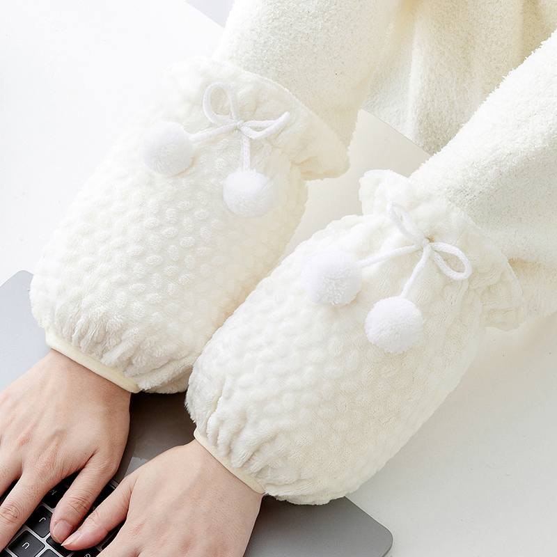 秋冬毛绒保暖袖套短款上班防污耐脏纯色套袖女成人学生羽绒服护袖