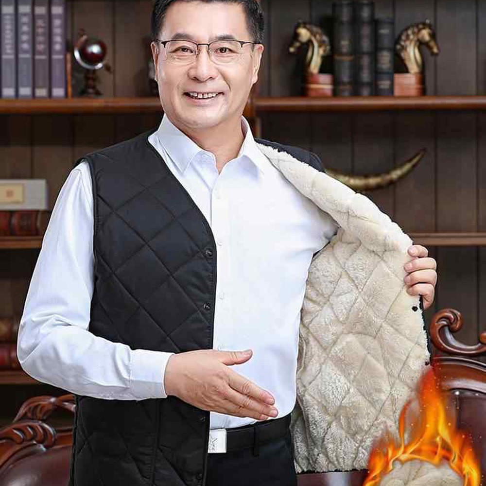 凯丽男装中老年冬季加绒加厚马甲防寒保暖背心爸爸装防风坎肩a81