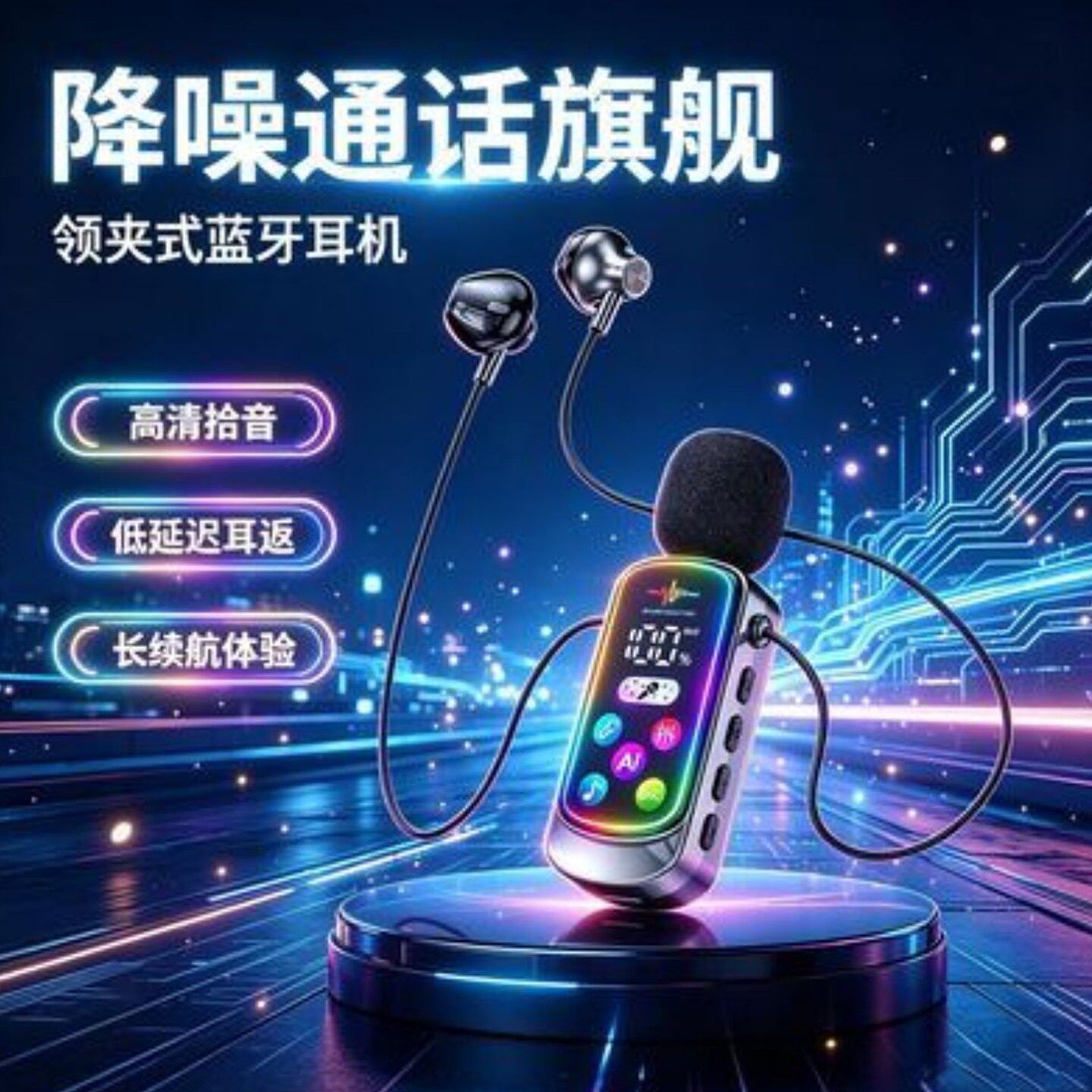 湛蝶甜领夹式K歌蓝牙耳机带话筒声卡直播一体机降噪耳返a2