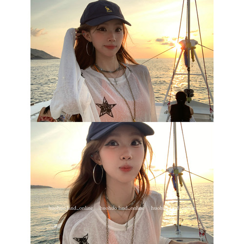 HuoHuo 轻氧star 藏肉显瘦2026夏季新款上衣女字母星星宽松罩衫