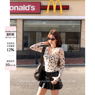 上衣女印花扭结修身 HuoHuo 2026春夏新款 打破沉闷 T恤 涩谷繁星