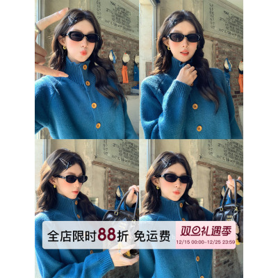 HuoHuo克莱因女孩半高领毛衣