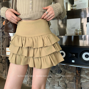 腰A字显瘦半身裙 温柔俏皮蓬蓬蛋糕短裙女秋新款 HuoHuo 层叠胶片
