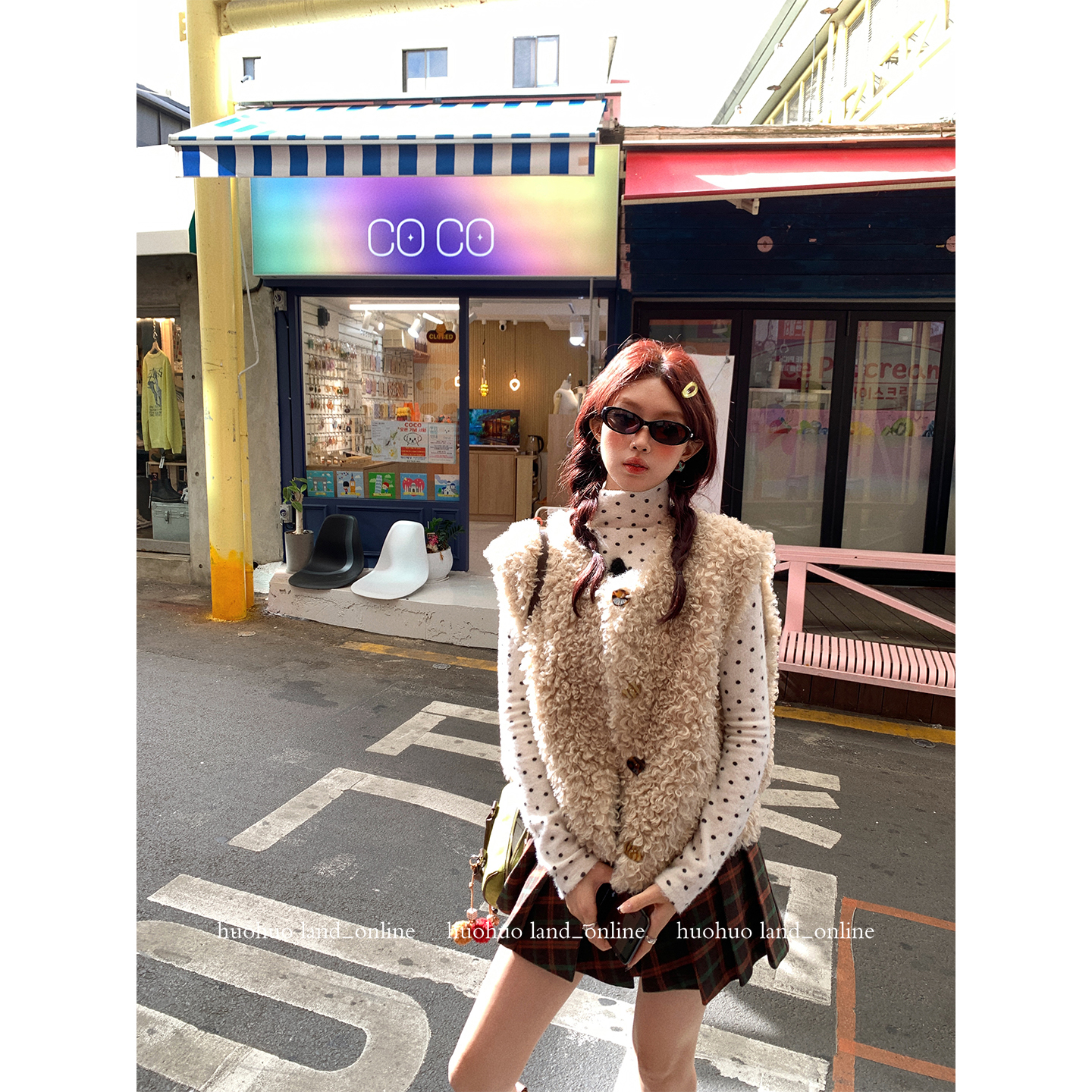 HuoHuo 卷毛crush 环保毛马甲女秋冬季新款2025气质仿皮草马夹