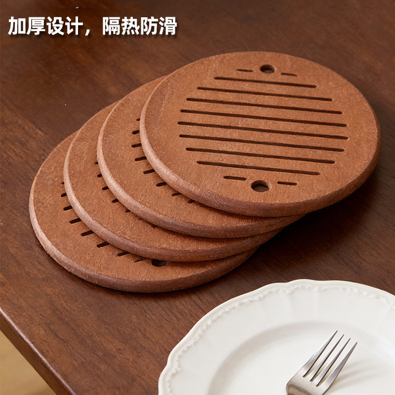 实木隔热垫乌檀木圆形板