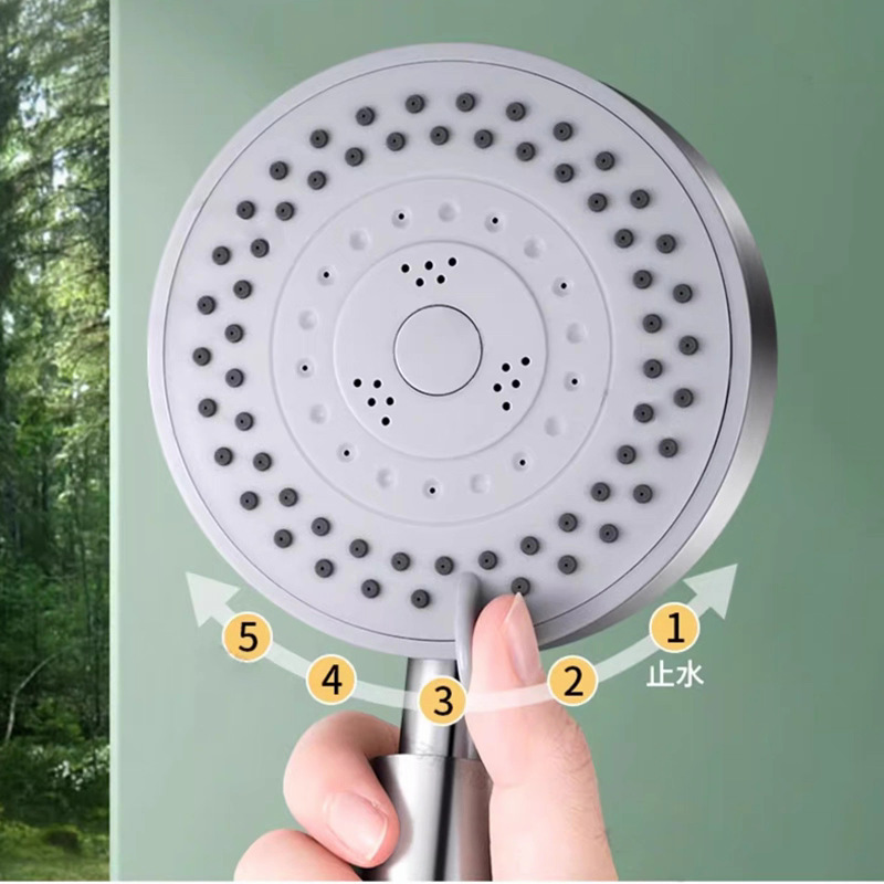 薄款喷头304不锈钢拉丝手持花洒圆形方形手提淋浴增压三档五档